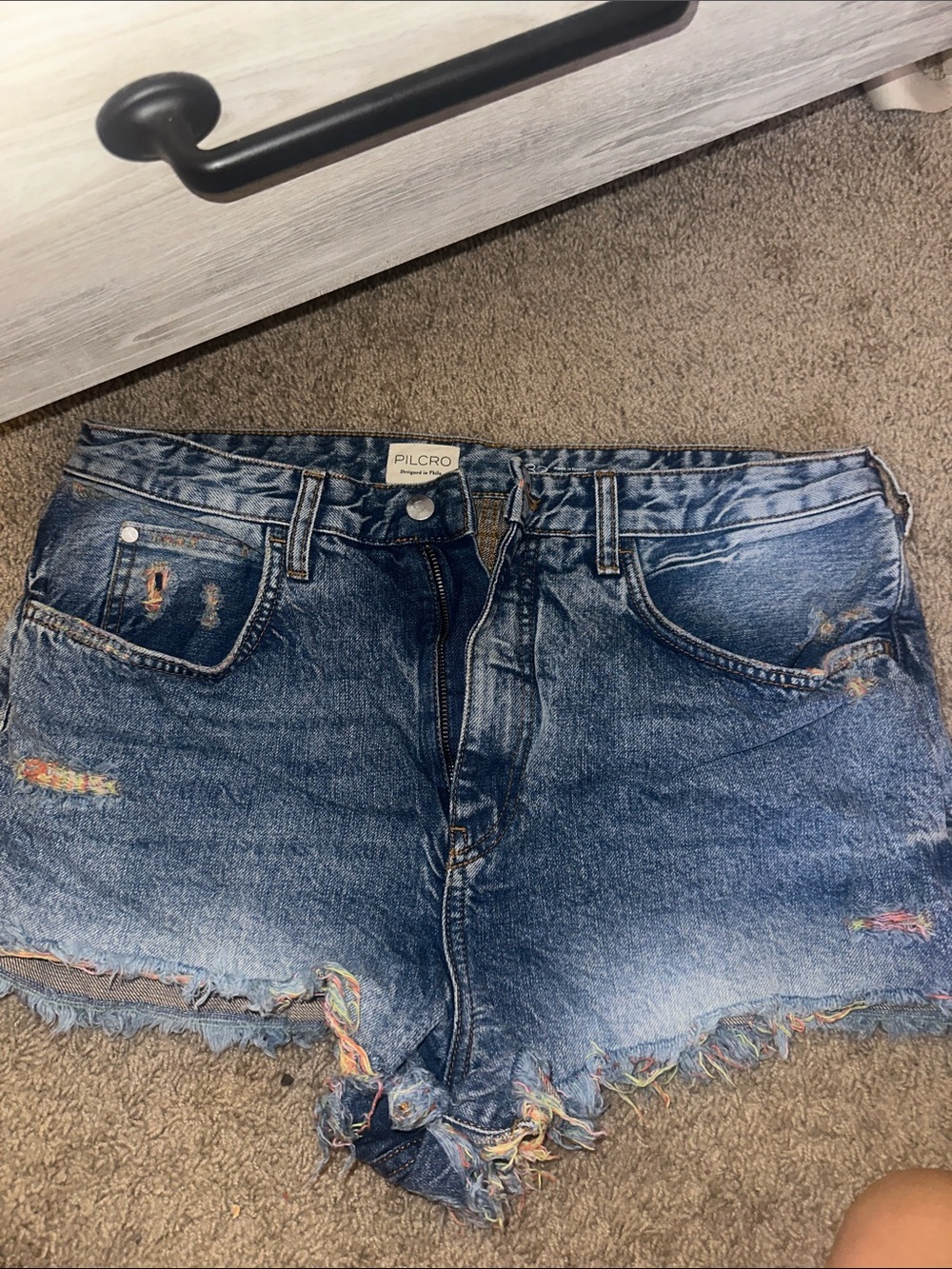 Pilcro Women's Distressed Denim Shorts in Blue sz 32